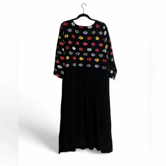 Torrid Dress Sz 4XL Black Dress with Colorful Lip Print Special Events Valentine - Picture 5 of 8